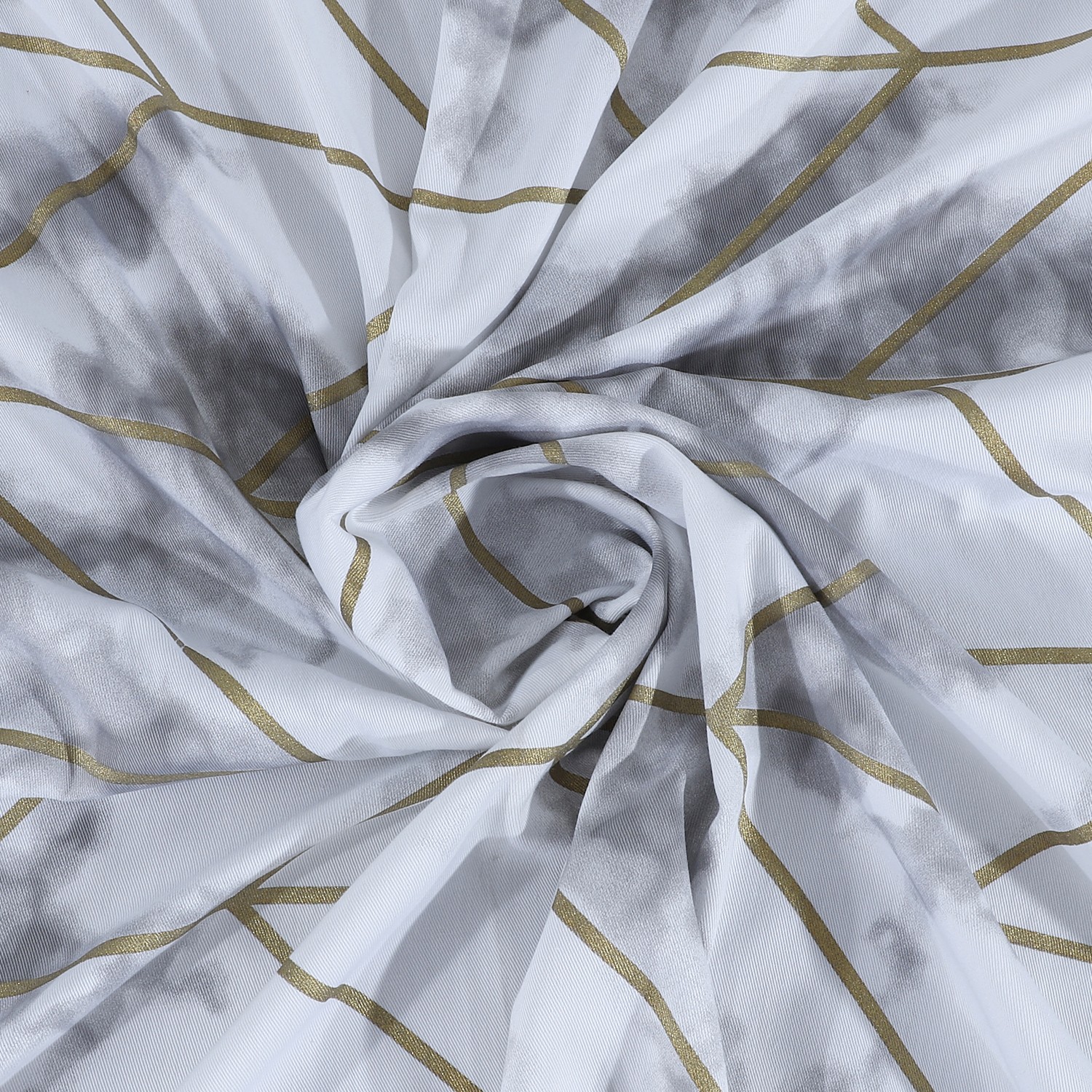 HomeRoots Silver Marble and Geo Pattern Shower Curtain