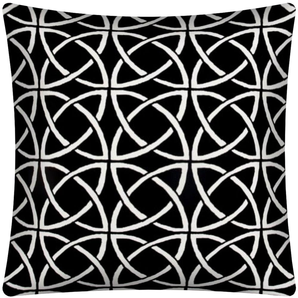 Home Roots 17" X 17" Black And White Zippered Polyester Interlocking Throw Pillow Cover