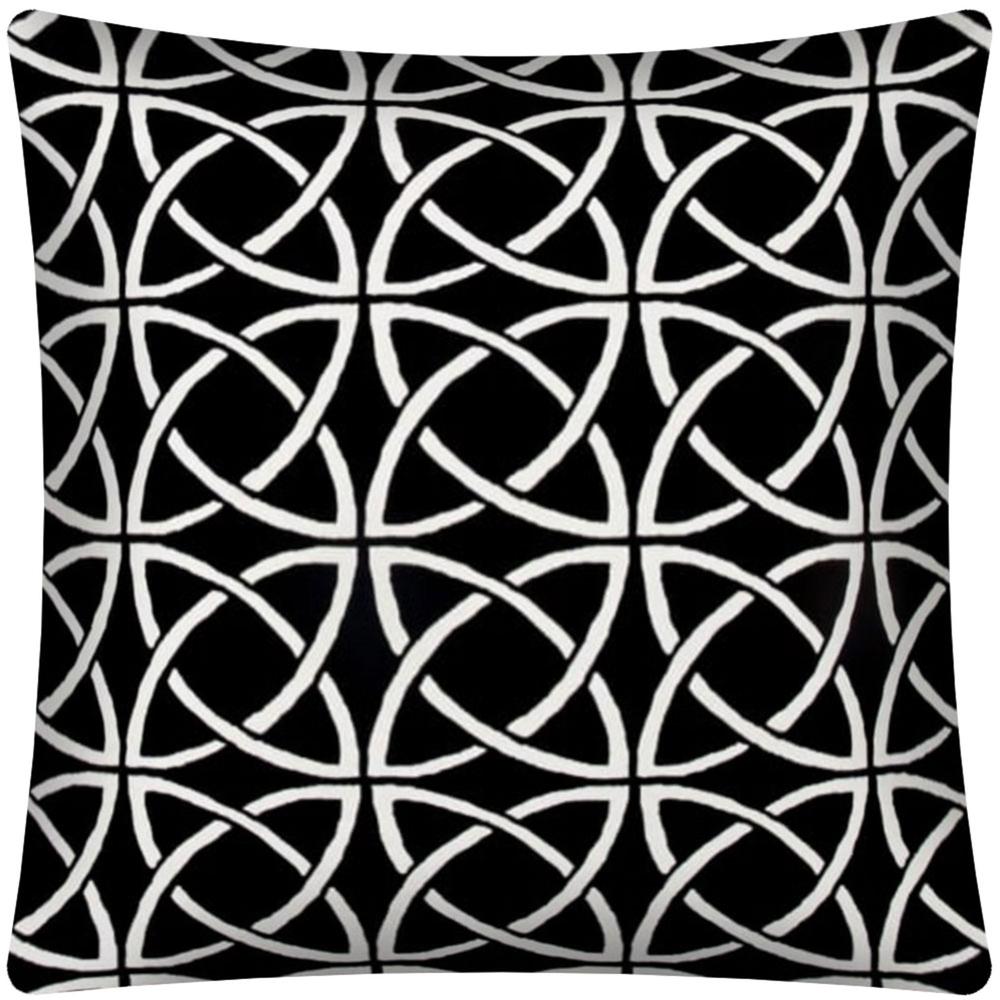 Home Roots 17" X 17" Black And White Zippered Polyester Interlocking Throw Pillow Cover