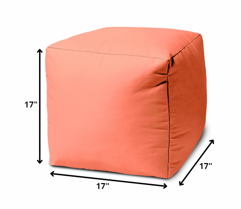 HomeRoots 17" Cool Flamingo Coral Solid Color Indoor Outdoor thick cushion Ottoman