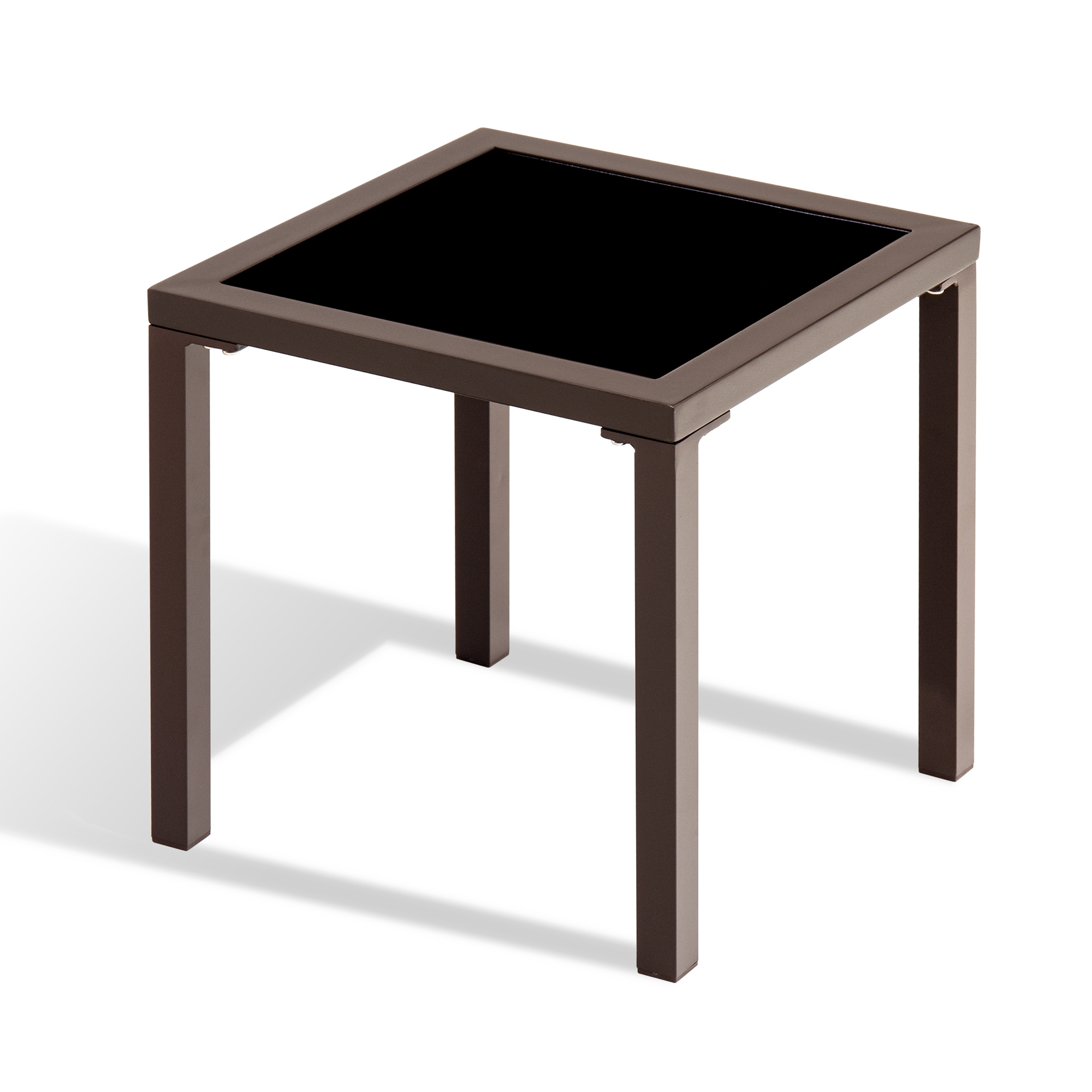 HomeRoots 16" Black Square Glass Outdoor Side Table