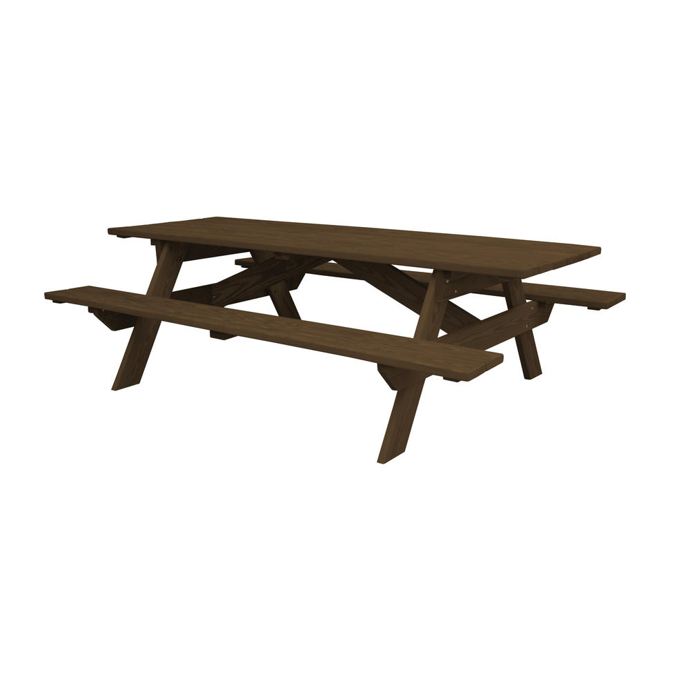 HomeRoots Dark Brown Solid Wood Outdoor Picnic Table