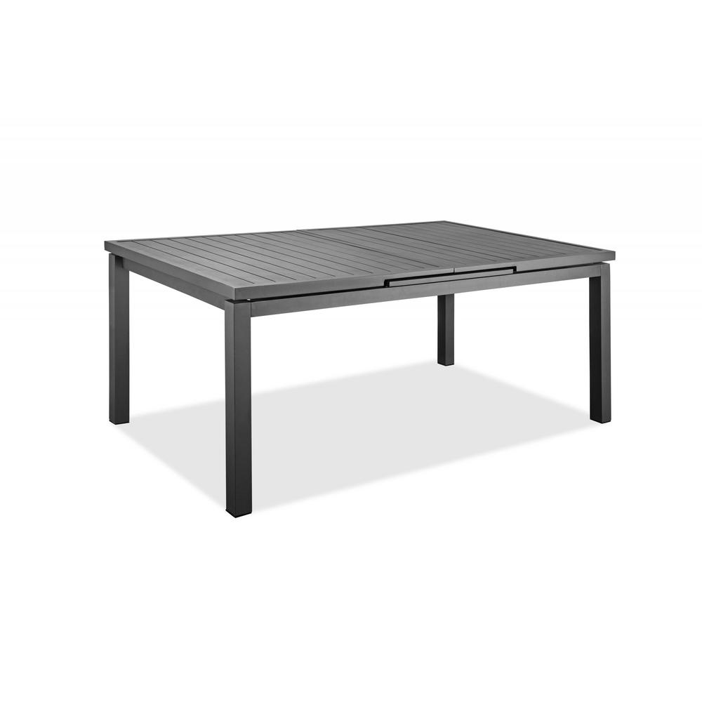 HomeRoots 71" Gray Aluminum Extendable Outdoor Dining Table