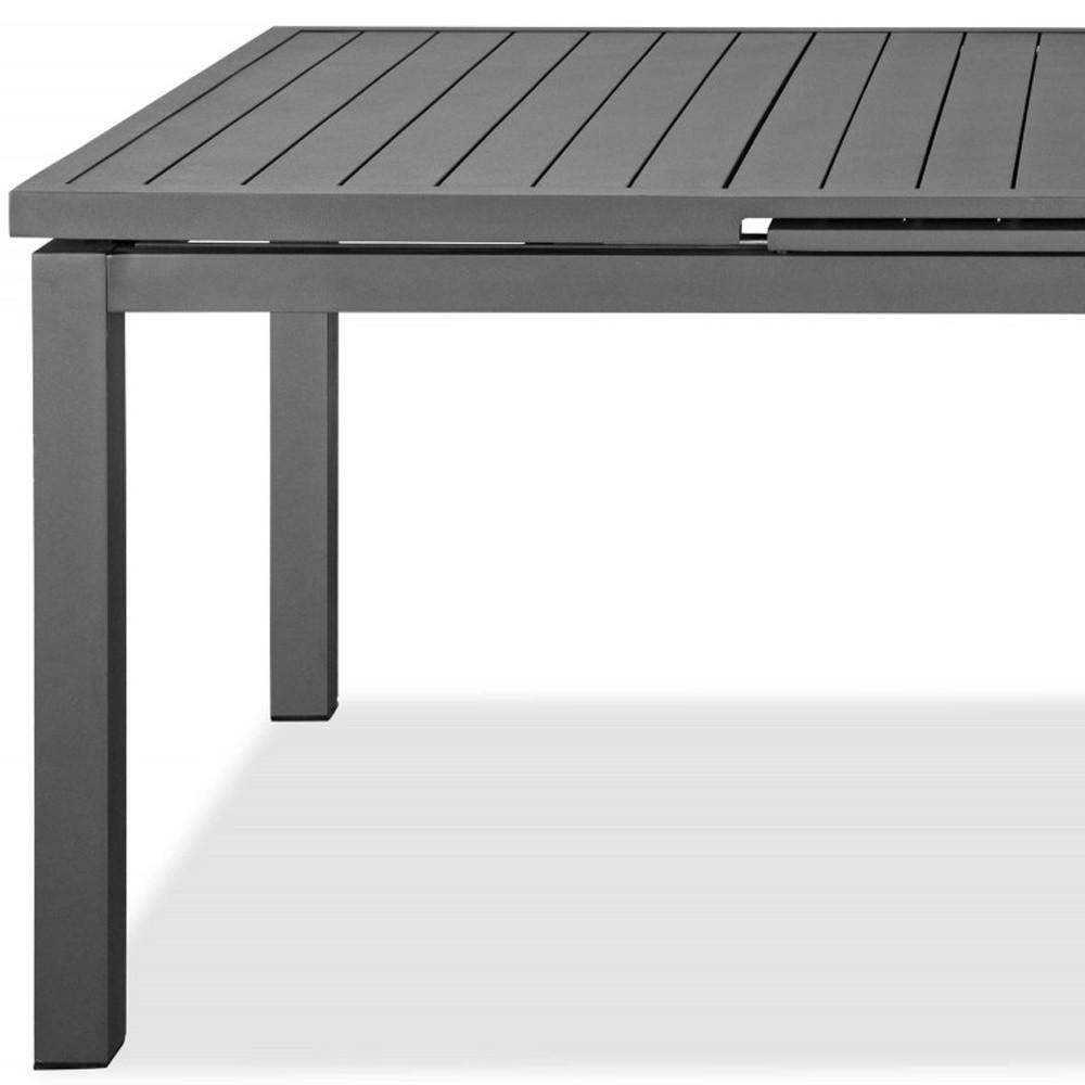 HomeRoots 71" Gray Aluminum Extendable Outdoor Dining Table