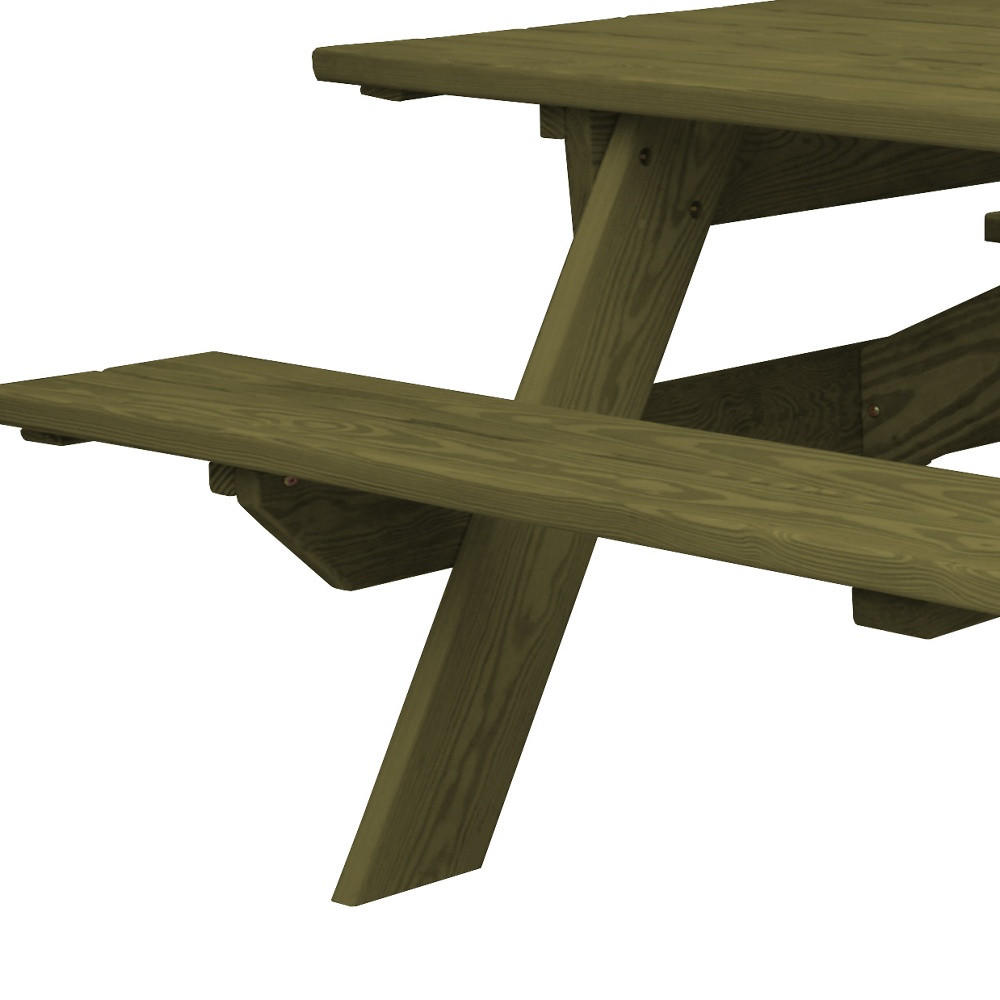 HomeRoots Green Solid Wood Outdoor Picnic Table