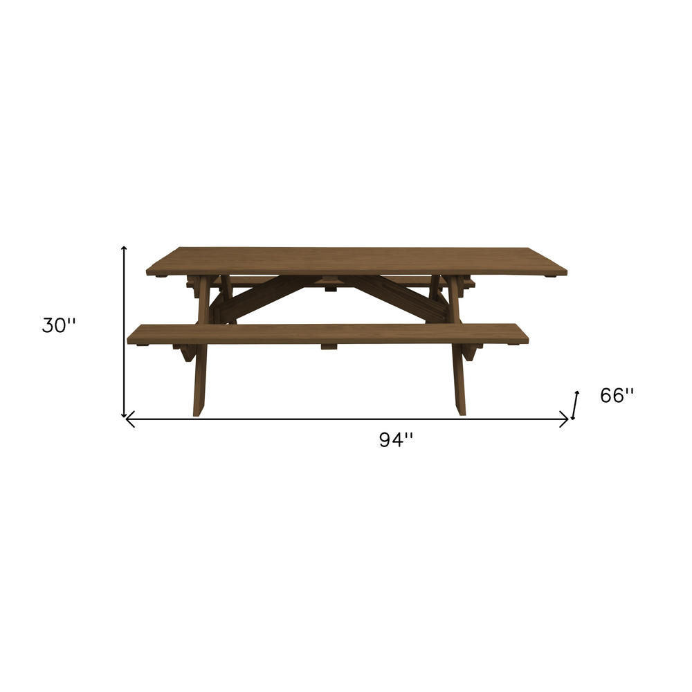 HomeRoots Wood Brown Solid Wood Outdoor Picnic Table