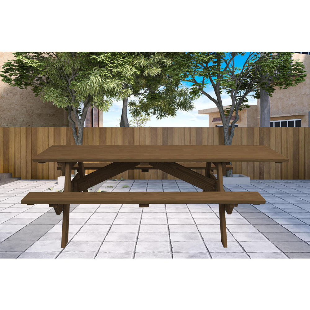 HomeRoots Wood Brown Solid Wood Outdoor Picnic Table