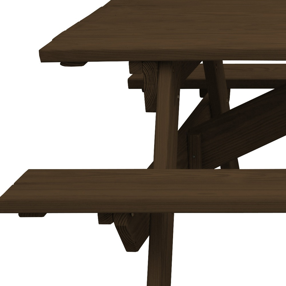 HomeRoots Dark Brown Solid Wood Outdoor Picnic Table