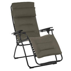 HomeRoots 30" Taupe and Black Metal Zero Gravity Chair with Taupe cushion