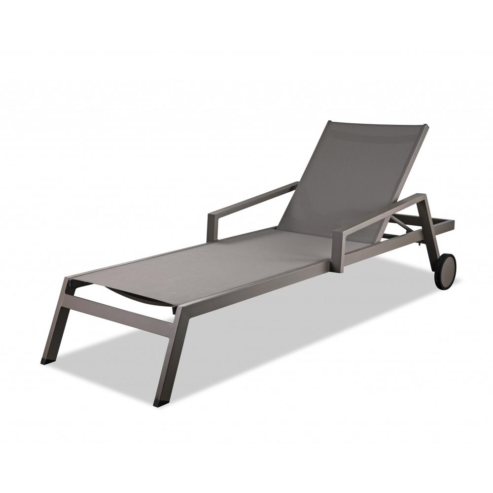 Hoom Roots Set Of 2 Taupe Modern Aluminum Chaise Lounges