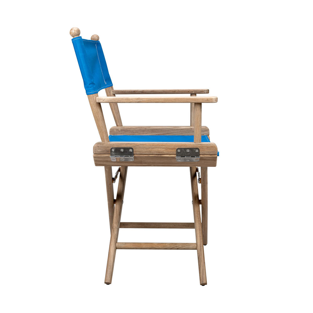HomeRoots Blue And Brown Solid Wood Director Chair