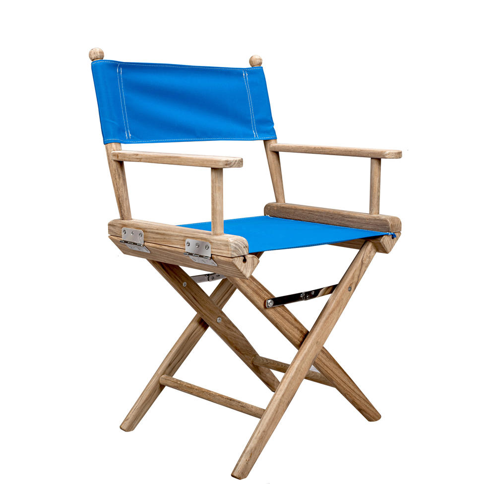 HomeRoots Blue And Brown Solid Wood Director Chair