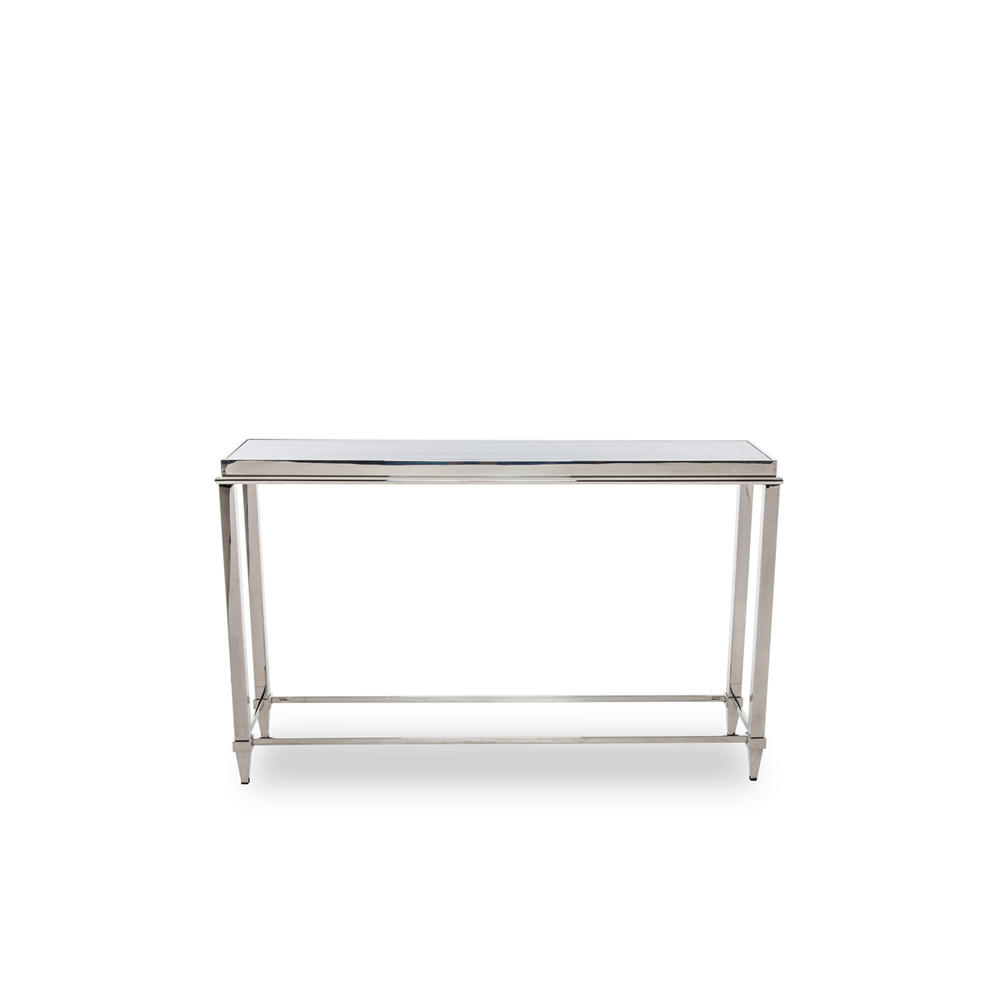 HomeRoots 34" Stainless Steel And Glass Console Table