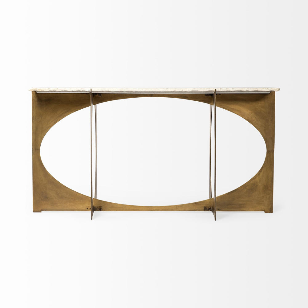 HomeRoots Rectangular White Marble Console Table With Gold Metal Base
