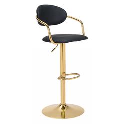 HomeRoots 44" Black And Gold Steel Swivel Low Back Counter Height Bar Chair With Footrest