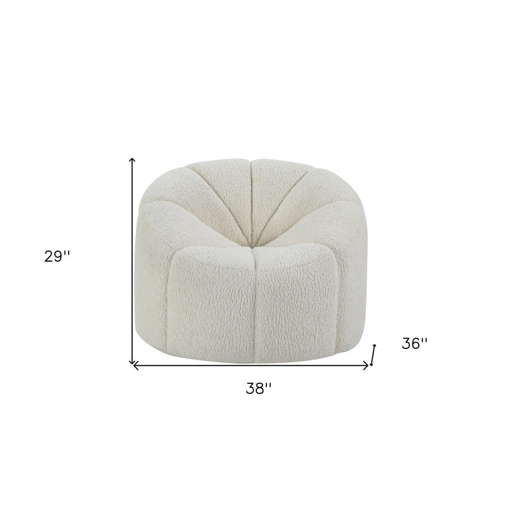 HomeRoots 38" White And Black Sherpa Swivel Barrel Chair