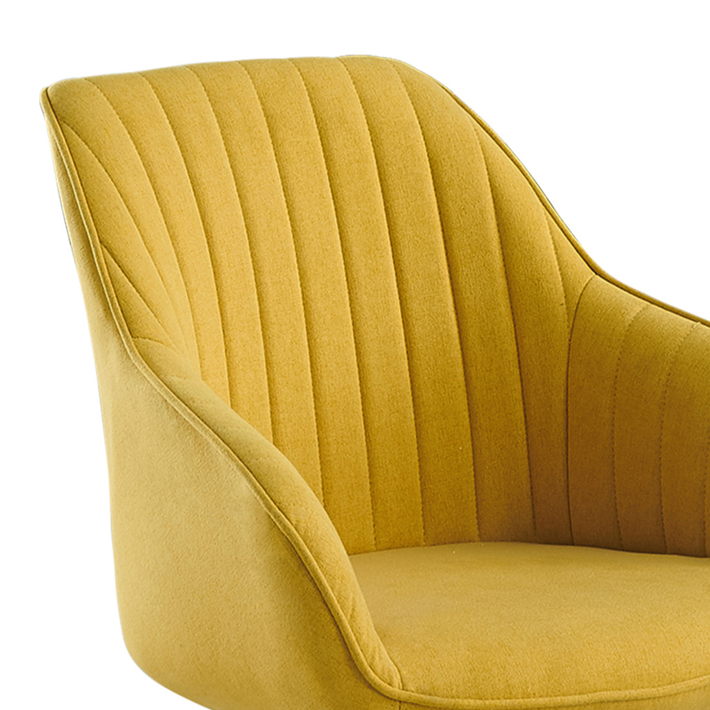 HomeRoots 23" Yellow Fabric And Natural Swivel Arm Chair
