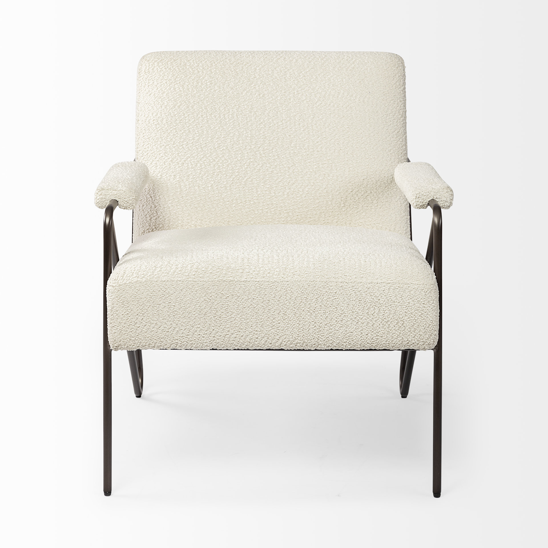 HomeRoots 31" Off White And Brown Cotton Blend Arm Chair