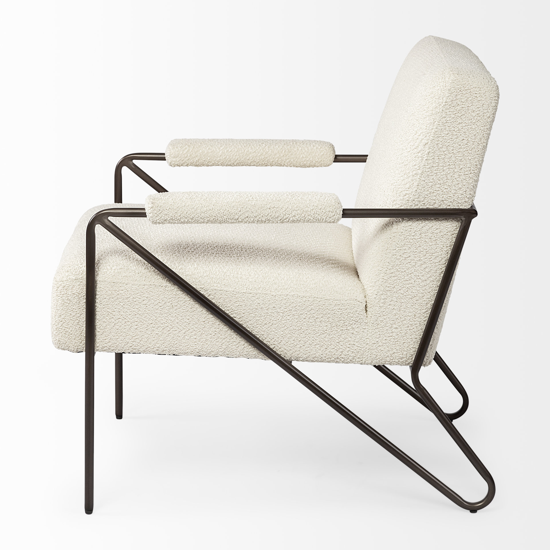 HomeRoots 31" Off White And Brown Cotton Blend Arm Chair