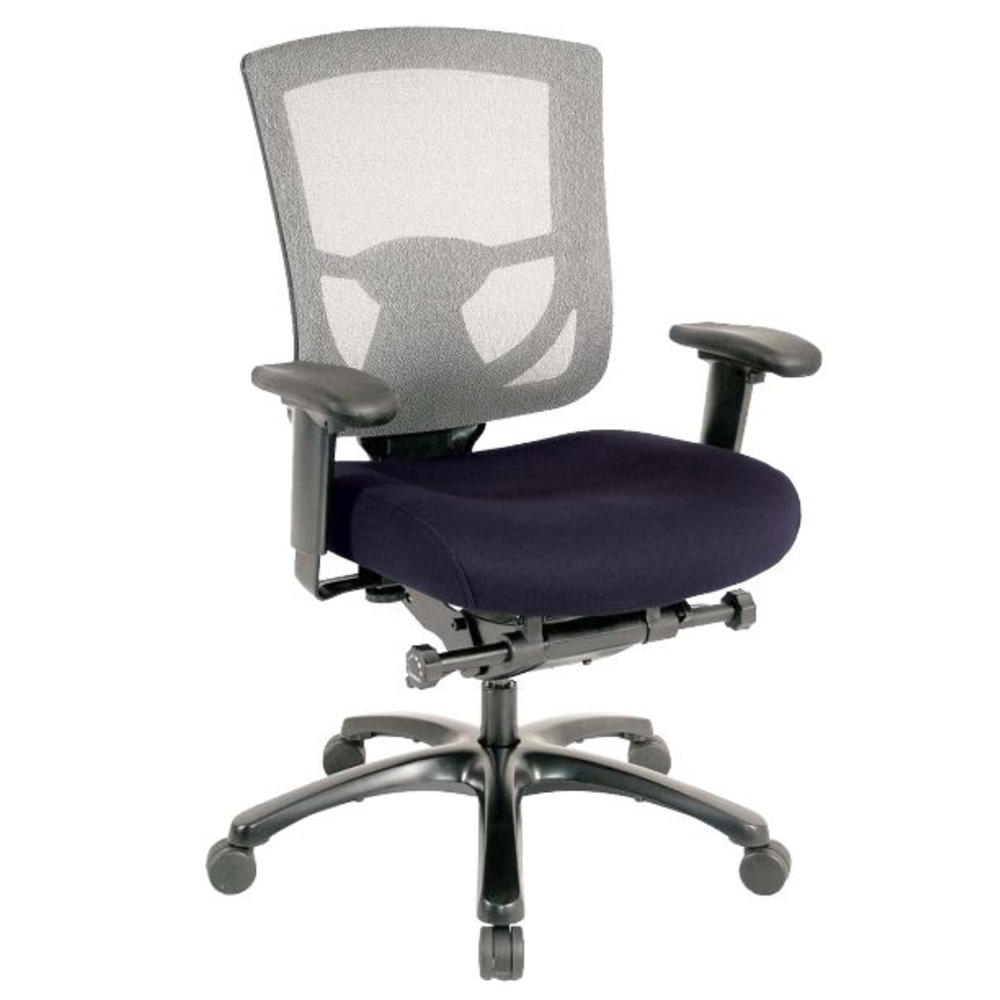 Hoom Roots Denim Blue and Black Adjustable Swivel Mesh Rolling Office Chair