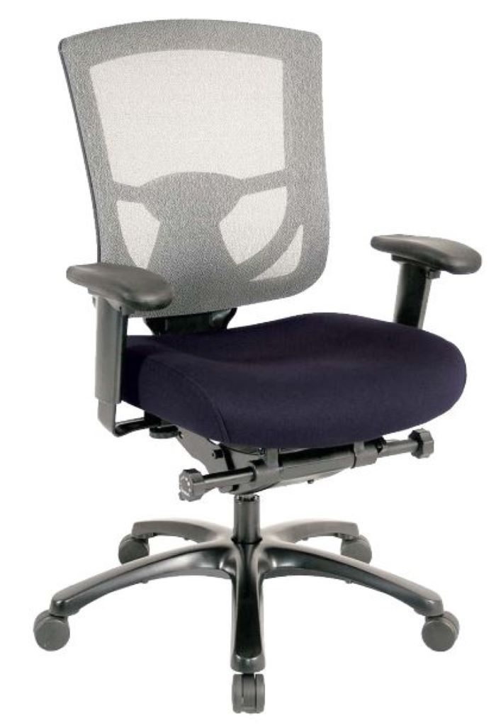 Hoom Roots Denim Blue and Black Adjustable Swivel Mesh Rolling Office Chair