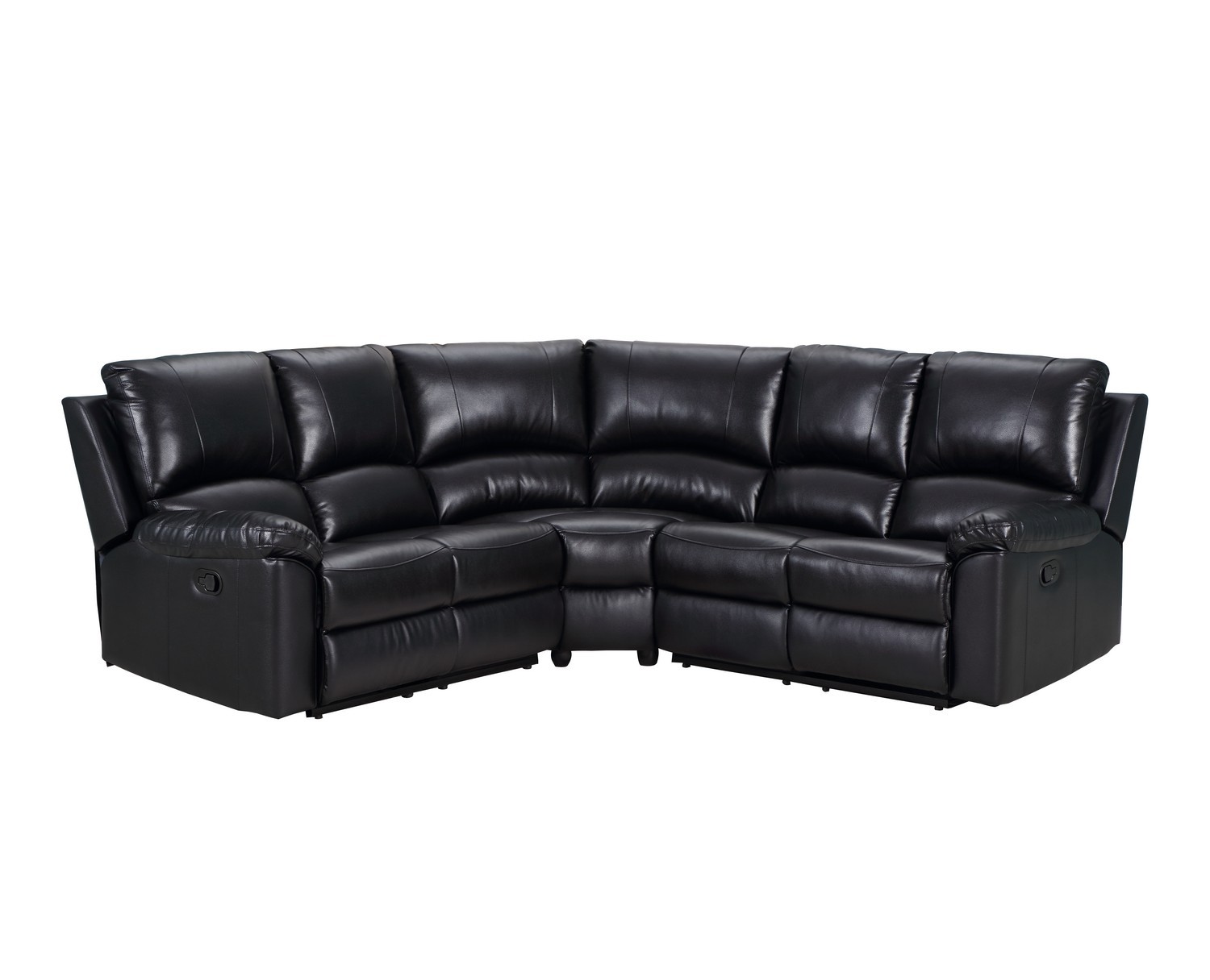 HomeRoots Black Polyester Blend Reclining U Shaped Three Piece Corner Sectional