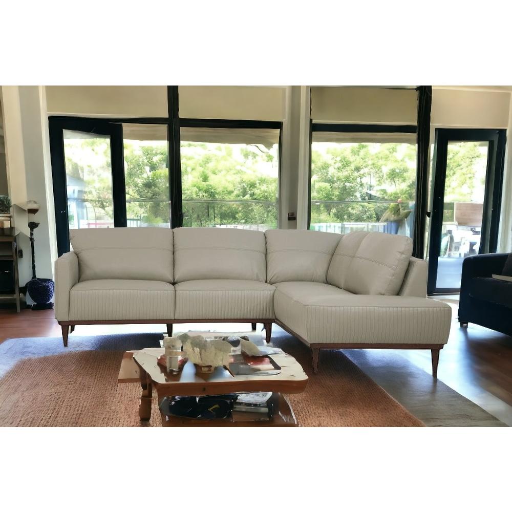 HomeRoots Green Leather L Shaped Two Piece Sofa and Chaise Sectional