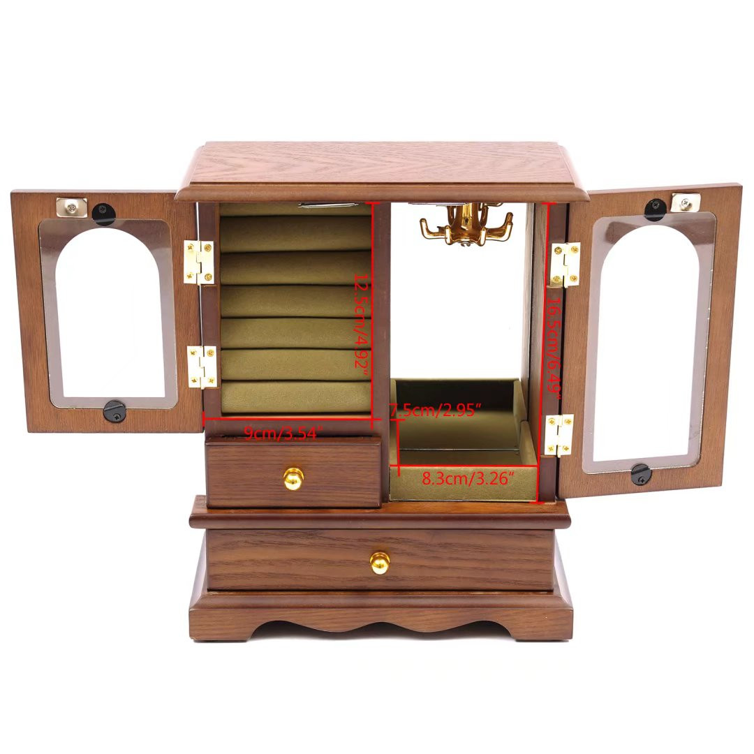 HomeRoots Traditional Brown Mini Jewelry Armoire Storage Cabinet