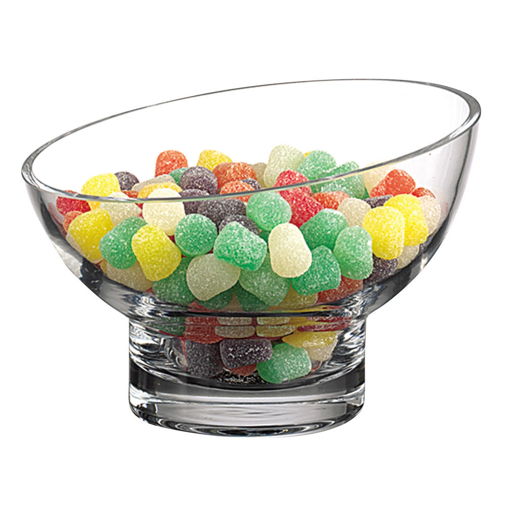 HomeRoots 7 Mouth Blown Lead Free Slant Cut Candy Serving Glass Bowl
