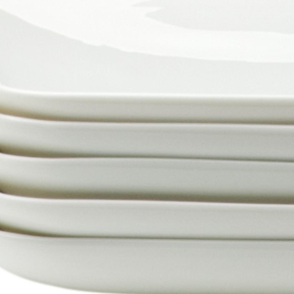 HomeRoots White Six Piece Rectangle Porcelain Service For Six Dinner Plate Set