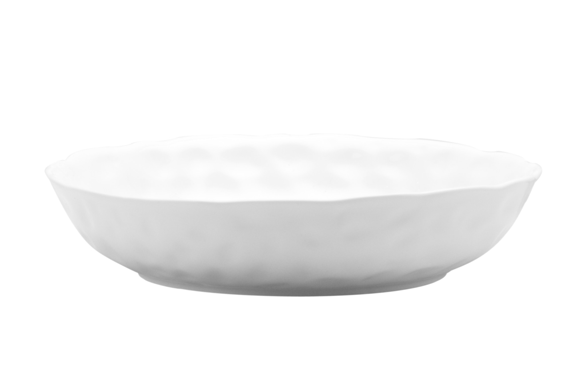 HomeRoots White Six Piece Round Pebbled Porcelain Service For Six Bowl Set