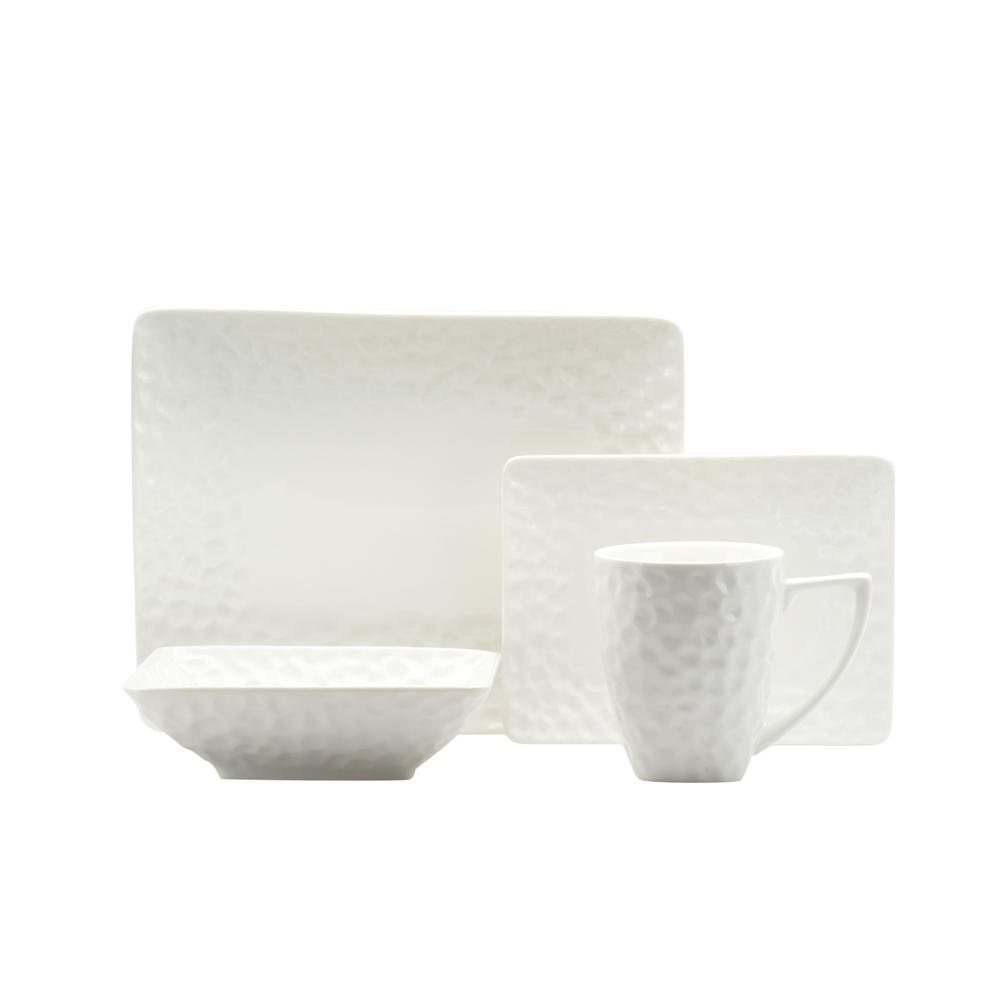 HomeRoots White Six Piece Pebbled Porcelain Service For Six Bowl Set