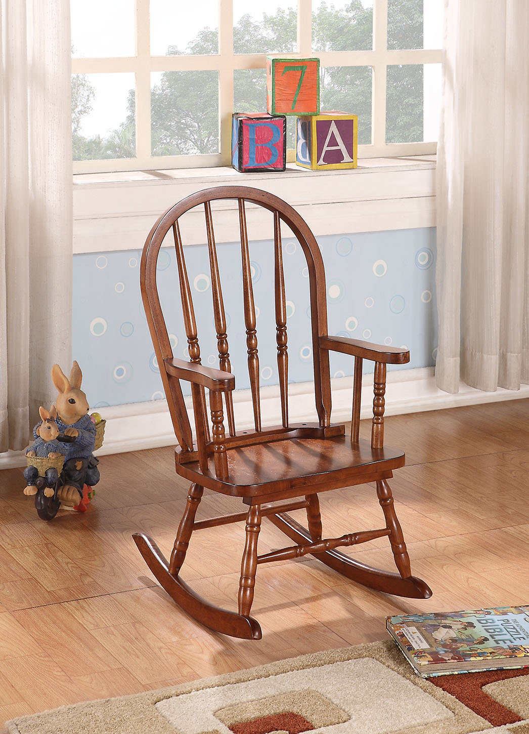 HomeRoots Classic Honey Brown Wooden Youth Rocking Chair