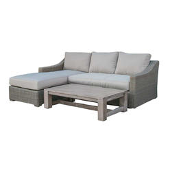 HomeRoots 30" Aluminum  Wood  And Rattan Sectional Sofa Set