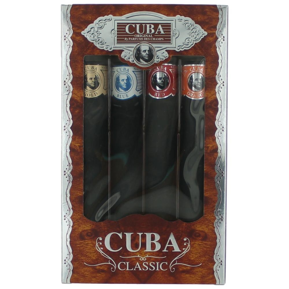 Cuba Classic by Cuba, 4 Piece Gift Set for Men with Orange, Red, Blue & Gold