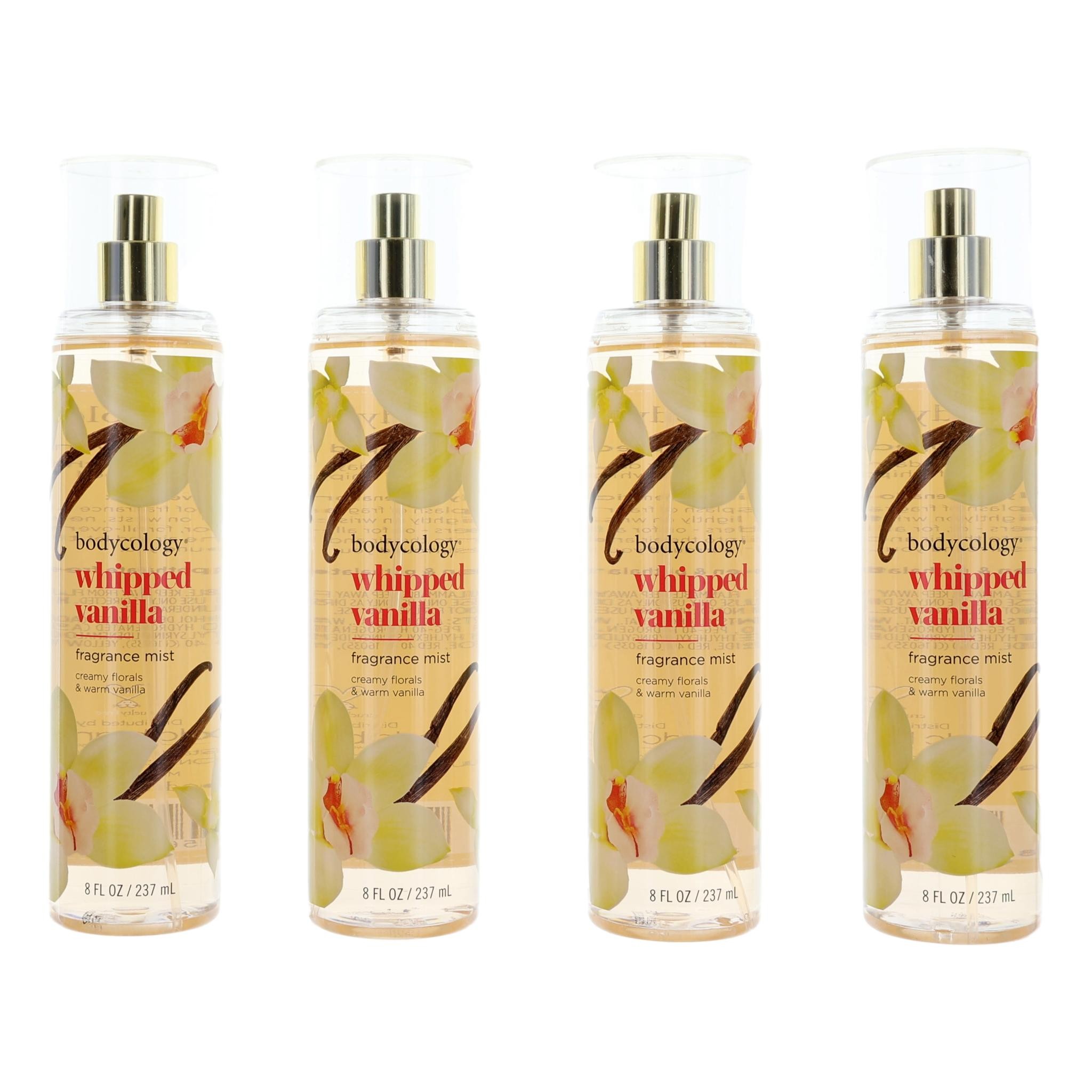 Bodycology Whipped Vanilla by Bodycology, 4 Pack of 8 oz Fragrance Mist for Women