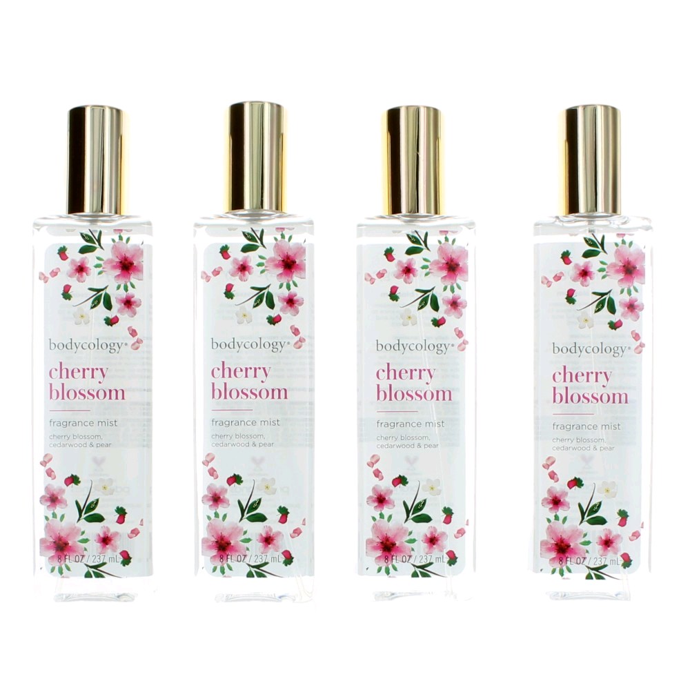 Bodycology Cherry Blossom by Bodycology, 4 Pack 8 oz Fragrance Mist for Women