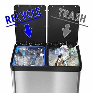 ITOUCHLESS PC60RSS iTouchless 16 Gallon Dual Step Trash Can & Recycle