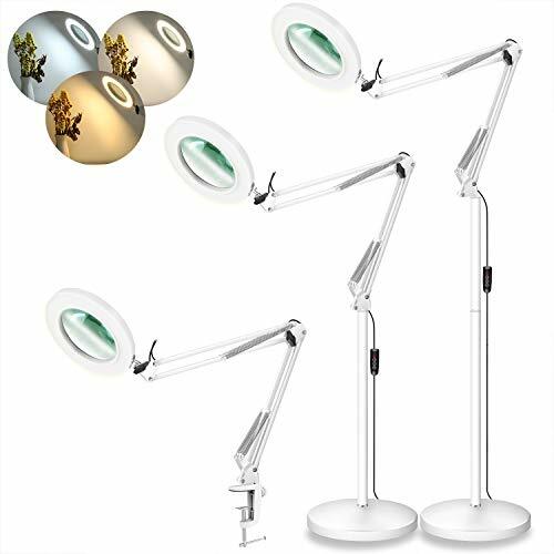 Lancosc Magnifying Floor Lamp 8 Diopter 5x Real Glass Lens 3 Color Modes Led Magnifier Light With Clamp Standing 8 Diopter 5x Real Glass Lens, Magnifying Floor Lamp 5x