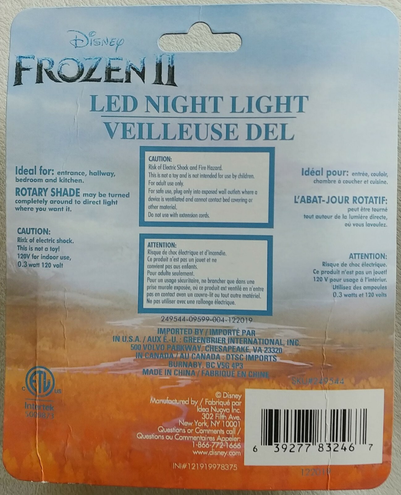 Disney Frozen 2 Led Night Light Princess Anna Elsa Let It Go