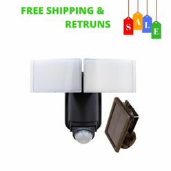Sunforce Solar 180 Degree White Motion Activated Outdoor 120 Led Triple Head Integrated Led Area Light 82123 The Home Depot