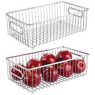 Mdesign Metal Kitchen Pantry Food Storage Basket 2 Pack
