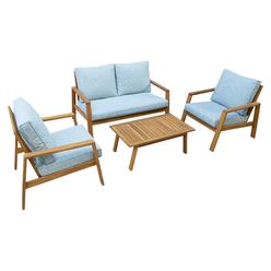 DUKAP SAMAN FSC® Wood 4 Piece Patio Set with Grey Cushions