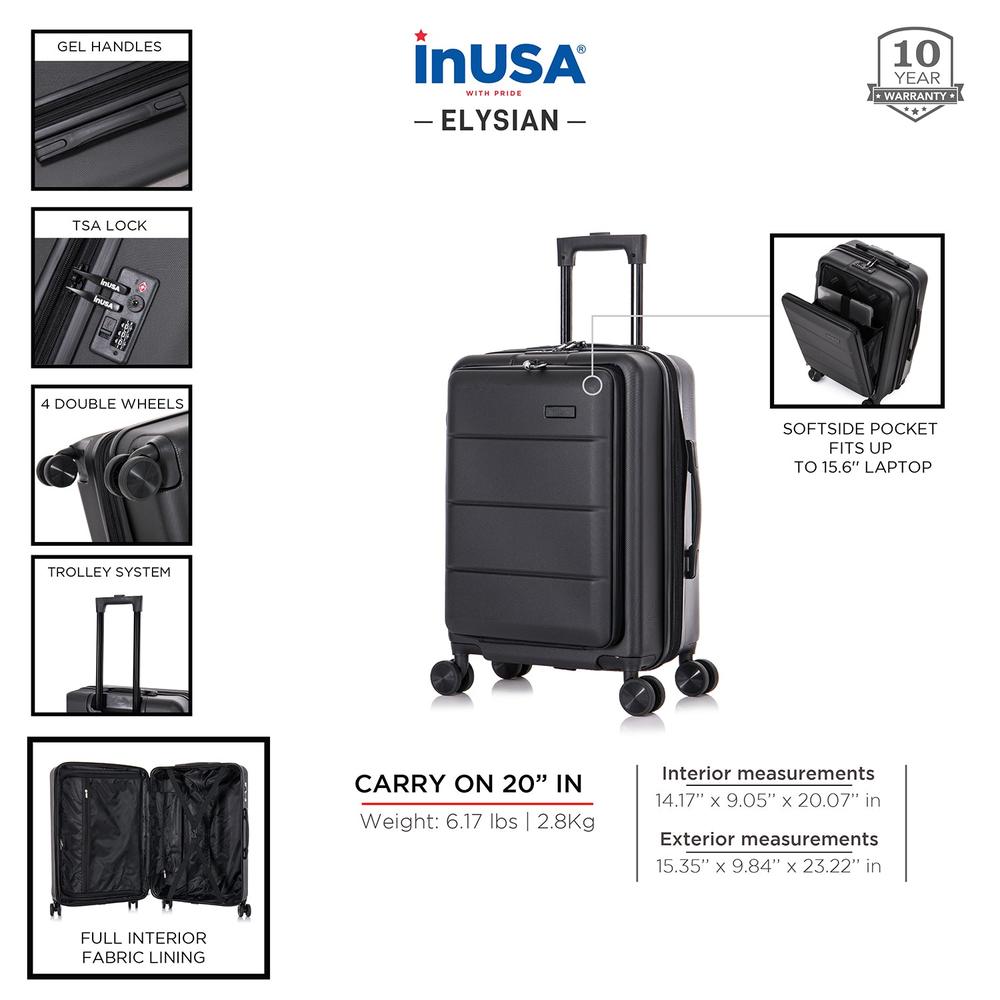 InUSA Elysian Lightweight Hardside Spinner 20 inch carry-on Black