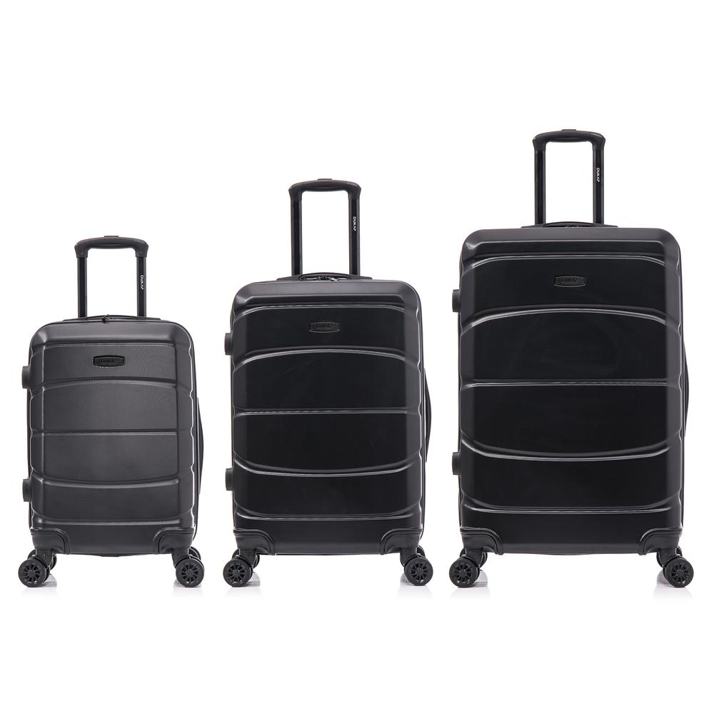 DUKAP Sense Lightweight Hardside Spinner 3 Piece Luggage Set  20"/24"/28" Black