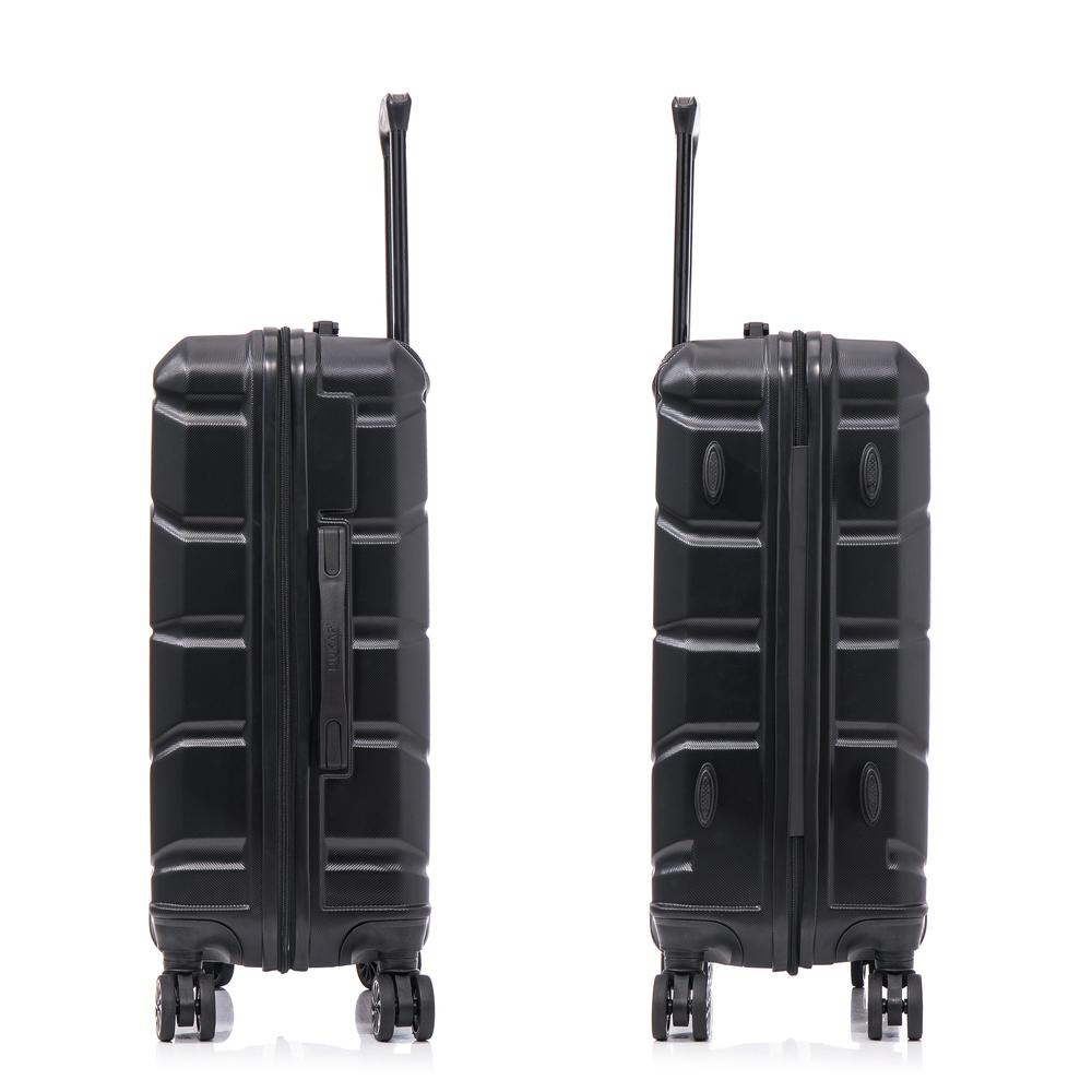 DUKAP Sense Lightweight Hardside Spinner 3 Piece Luggage Set  20"/24"/28" Black