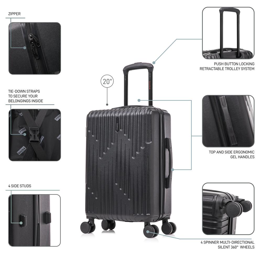 InUSA Drip lightweight hardside spinner luggage 20" carry-on Black