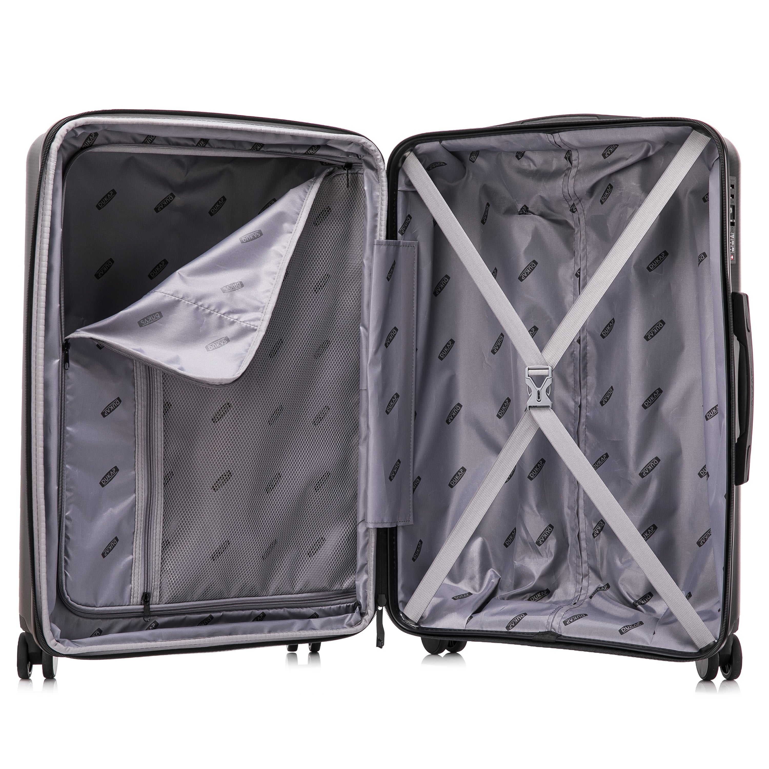 DUKAP Airley Lightweight Hardside Spinner 3 Piece Luggage Set  20"/24"/28" Black