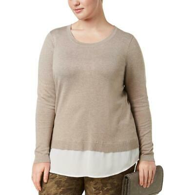 Photo 1 of SIZE 0X International Concepts INC Women's Plus Ruched Back Scoop Neck Long Sleeve Layered Sweater 