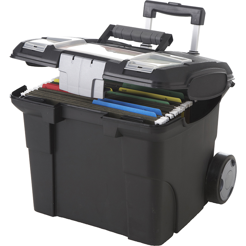 X Portable File Box On Wheels, Portable File Cabinet With Handle